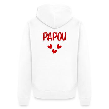 PAPOU. PAPA. FÊTE DES PÈRES. BONNE FÊTE PAPA - Veste à capuche bio Premium Unisexe - blanc - Dos - Thijin (182cm)