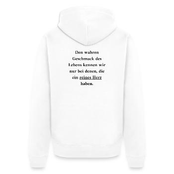 Reines Herz: Der wahre Geschmack des Lebens - Unisex Premium Bio Zip Hoodie - Weiß - Hinten - Thijin (182cm)