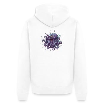 Happy Ink Octopus Graffiti - Unisex Premium Organic Zip Hoodie - white - Back - Thijin (182cm)