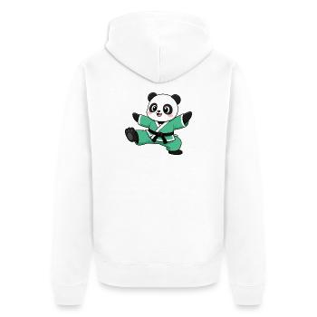 Panda Karate Tritt Kampfsport Kampfkunst - Unisex Premium Bio Zip Hoodie - Weiß - Hinten - Thijin (182cm)