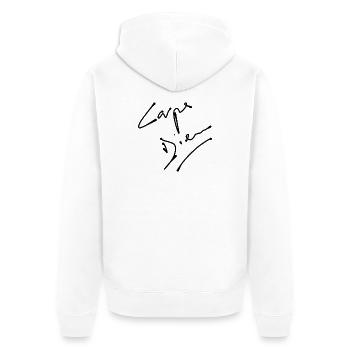 Carpe Diem - Unisex Premium Organic Zip Hoodie - white - Back - Thijin (182cm)