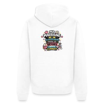 Marraine et bêtises / Enfant humour - Veste à capuche bio Premium Unisexe - blanc - Dos - Thijin (182cm)