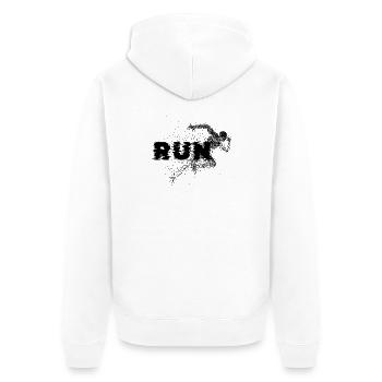 RUN – Conception dynamique de course en noir - Veste à capuche bio Premium Unisexe - blanc - Dos - Thijin (182cm)