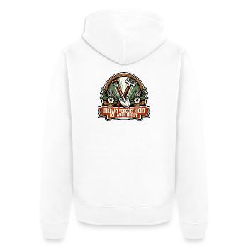 Unkraut vergeht nicht Gartenhumor - Unisex Premium Bio Zip Hoodie - Weiß - Hinten - Thijin (182cm)