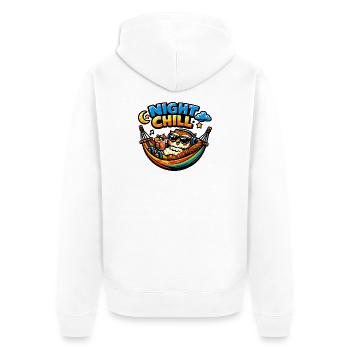 Night Chill Owl in Hammock - Unisex Premium Organic Zip Hoodie - white - Back - Thijin (182cm)