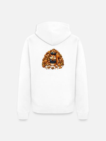 Polizei Eichhörnchen im Nusshaufen - Unisex Premium Bio Zip Hoodie - Weiß