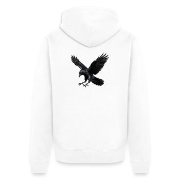 Corbeau noir - Veste à capuche bio Premium Unisexe - blanc - Dos - Thijin (182cm)