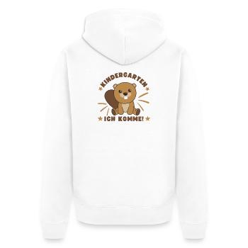Kindergarten Ich Komme Kindergartenkind Biber - Unisex Premium Bio Zip Hoodie - Weiß - Hinten - Thijin (182cm)