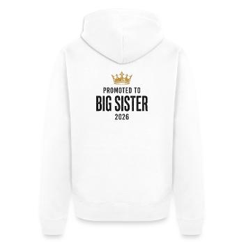 Große Schwester 2026 T-Shirt mit Krone - Unisex Premium Bio Zip Hoodie - Weiß - Hinten - Thijin (182cm)