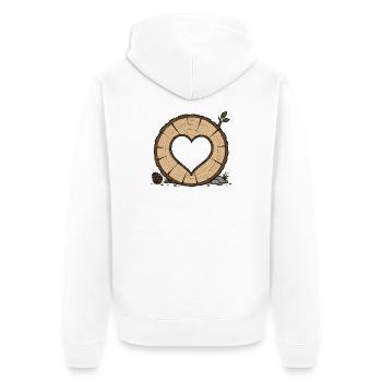 Heart in Tree Trunk Slice - Unisex Premium Organic Zip Hoodie - white - Back - Thijin (182cm)