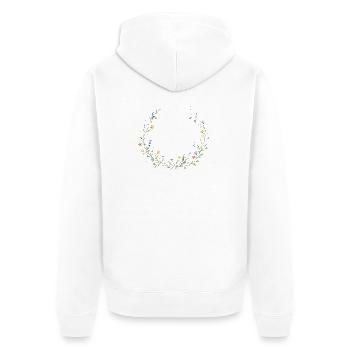 Couronne de fleurs sauvages personnalisable - Veste à capuche bio Premium Unisexe - blanc - Dos - Thijin (182cm)