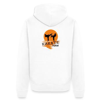 Karate Duo Sunrise Silhouette - Unisex Premium Organic Zip Hoodie - white - Back - Thijin (182cm)