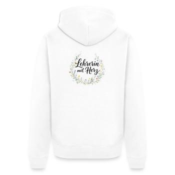 Lehrerin mit Herz - Unisex Premium Bio Zip Hoodie - Weiß - Hinten - Thijin (182cm)