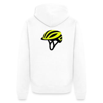 Yellow Bicycle Helmet Graphic - Unisex Premium Organic Zip Hoodie - white - Back - Thijin (182cm)