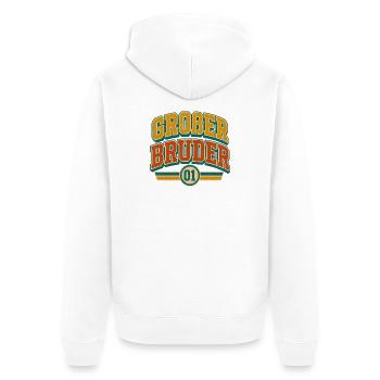 Großer Bruder Retro Typografie - Unisex Premium Bio Zip Hoodie - Weiß - Hinten - Thijin (182cm)