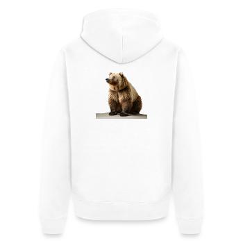 Un ours brun à la relle - Veste à capuche bio Premium Unisexe - blanc - Dos - Thijin (182cm)
