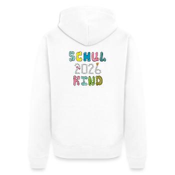 Schulkind 2026  - Unisex Premium Bio Zip Hoodie - Weiß - Hinten - Thijin (182cm)
