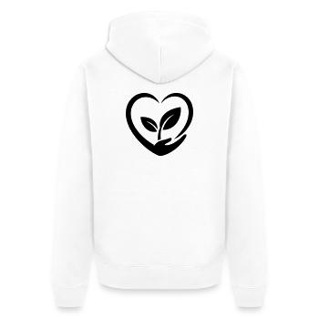 Gärtner Herz Hand und Pflanze Pflanzenliebe - Unisex Premium Bio Zip Hoodie - Weiß - Hinten - Thijin (182cm)