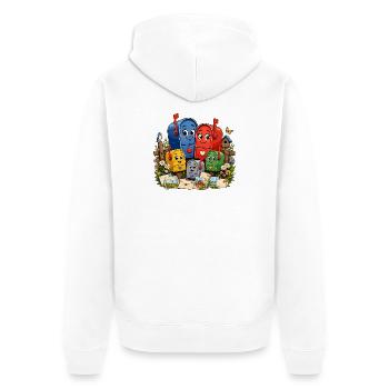Fröhliche Briefkästen im Garten - Unisex Premium Bio Zip Hoodie - Weiß - Hinten - Thijin (182cm)