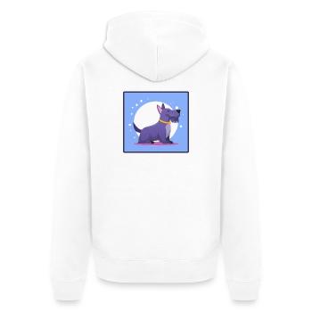 Lila Scottish-Terrier (Comic) - Unisex Premium Bio Zip Hoodie - Weiß - Hinten - Thijin (182cm)