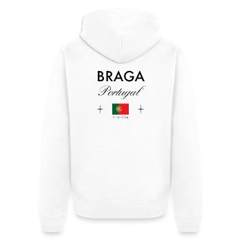 Braga Portugal Koordinaten Reise Souvenir - Unisex Premium Bio Zip Hoodie - Weiß - Hinten - Thijin (182cm)