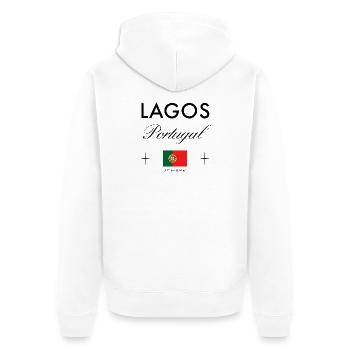 Lagos Portugal Koordinaten Reise Souvenir - Unisex Premium Bio Zip Hoodie - Weiß - Hinten - Thijin (182cm)