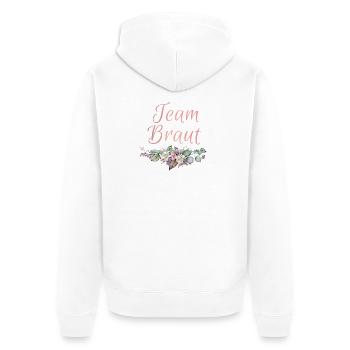 Team Braut Ringe Blumen JGA Junggesellenabschied - Unisex Premium Bio Zip Hoodie - Weiß - Hinten - Thijin (182cm)