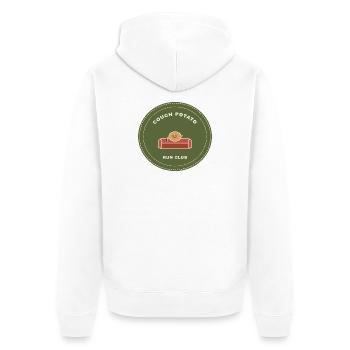 Couch Potato Run Club - Unisex Premium Bio Zip Hoodie - Weiß - Hinten - Thijin (182cm)