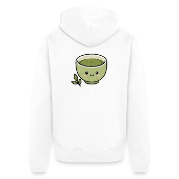 Cute Kawaii Matcha Tea Cup Sticker - Unisex Premium Organic Zip Hoodie - white - Back - Thijin (182cm)
