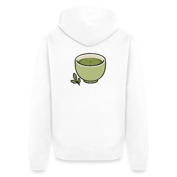 Minimalist Matcha Tea Cup Illustration - Unisex Premium Organic Zip Hoodie - white - Back - Thijin (182cm)