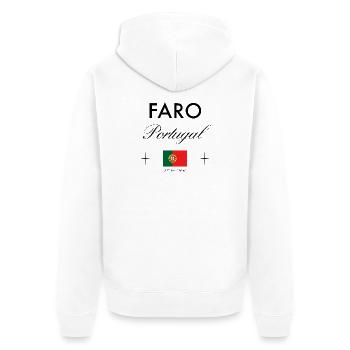 Faro Portugal Coordinates Travel Souvenir - Unisex Premium Organic Zip Hoodie - white - Back - Thijin (182cm)