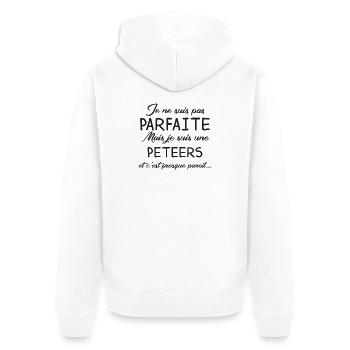 Je Ne Suis Pas Parfaite Mais Je Suis Une Peteer... - Veste à capuche bio Premium Unisexe - blanc - Dos - Thijin (182cm)