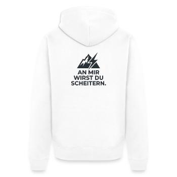An mir wirst du scheitern - Unisex Premium Bio Zip Hoodie - Weiß - Hinten - Thijin (182cm)