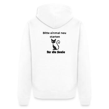 Neustart für die Seele. Katze IT Spruch - Unisex Premium Bio Zip Hoodie - Weiß - Hinten - Thijin (182cm)