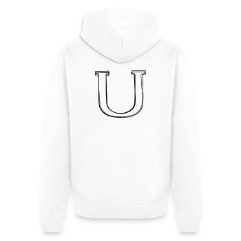 Buchstabe U handgezeichnet - Unisex Premium Bio Zip Hoodie - Weiß - Hinten - Thijin (182cm)