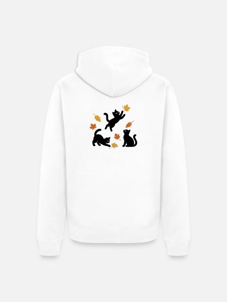 Schwarze Katzen Herbstblätter fallen - Unisex Premium Bio Zip Hoodie - Weiß