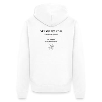 Sternzeichen Wassermann – Datum & Eigenschaften - Unisex Premium Bio Zip Hoodie - Weiß - Hinten - Thijin (182cm)