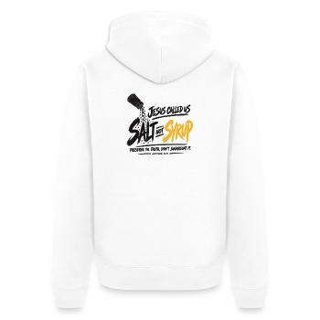 Graffiti-Skript-Burst-Logo - Unisex Premium Bio Zip Hoodie - Weiß - Hinten - Thijin (182cm)
