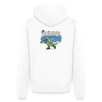 Inline Skating Dino auf Inlinern - Unisex Premium Bio Zip Hoodie - Weiß - Hinten - Thijin (182cm)
