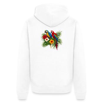 Lustiger Wellensittichbesitzer Vogelliebhaber Haustierkunst - Unisex Premium Bio Zip Hoodie - Weiß - Hinten - Thijin (182cm)