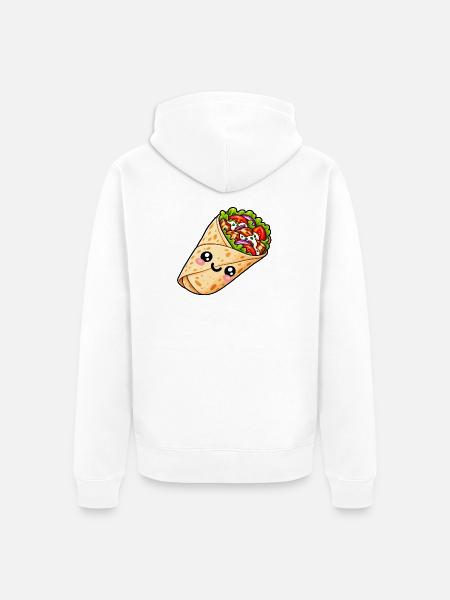 Kawaii Burrito Wrap Cartoon - Unisex Premium Bio Zip Hoodie - Weiß