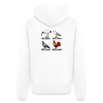Funny Bin Huhn Australischer Ibis Vogelliebhaber Kunst - Unisex Premium Bio Zip Hoodie - Weiß - Hinten - Thijin (182cm)