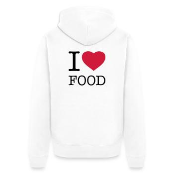 I LOVE FOOD Ich liebe Essen - Unisex Premium Bio Zip Hoodie - Weiß - Hinten - Thijin (182cm)