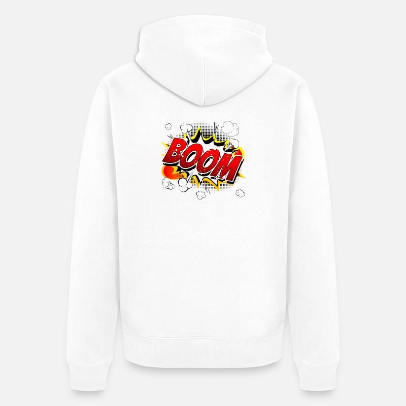 Boom Comic Grafik - Unisex Premium Bio Zip Hoodie - Weiß