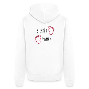 Bientôt Maman / Bébé / Naissance / Enceinte / Baby - Veste à capuche bio Premium Unisexe - blanc - Dos - Thijin (182cm)