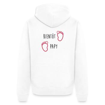 Bientôt Papy / Grand Pere / Naissance / Bébé - Veste à capuche bio Premium Unisexe - blanc - Dos - Thijin (182cm)