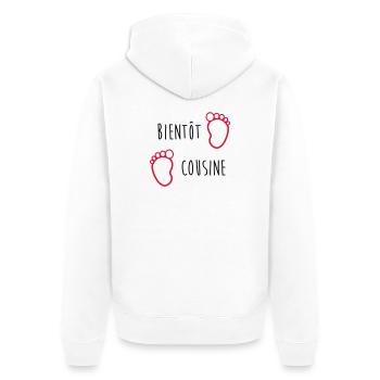 Onkel / Tante / Vetter / Cousin / Kusine - Unisex Premium Bio Zip Hoodie - Weiß - Hinten - Thijin (182cm)