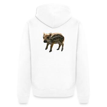 die süßesten tiermotive, Frischling von vorne - Unisex Premium Bio Zip Hoodie - Weiß - Hinten - Thijin (182cm)