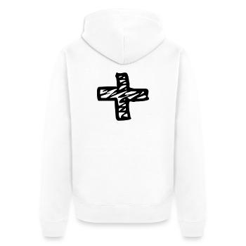 Plus Zeichen Kreuz Symbol Minimalist Design - Unisex Premium Bio Zip Hoodie - Weiß - Hinten - Thijin (182cm)