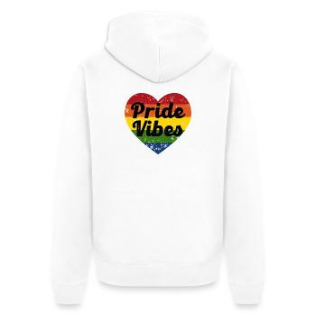 Pride Vibes Heart Design - Unisex Premium Organic Zip Hoodie - white - Back - Thijin (182cm)